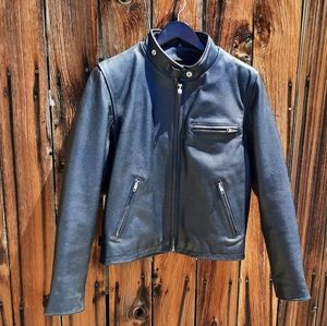 Fmc Genuine Leather Black Motorcycle Jacket Large First Manufacturing Co…